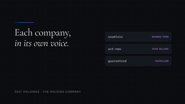 Each Company, in Its Own Voice